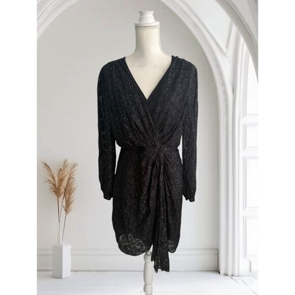 LE LIS BLANC Black Long Sleeve Ruched Cocktail Dress Size 42 / US 8 - Picture 1 of 8